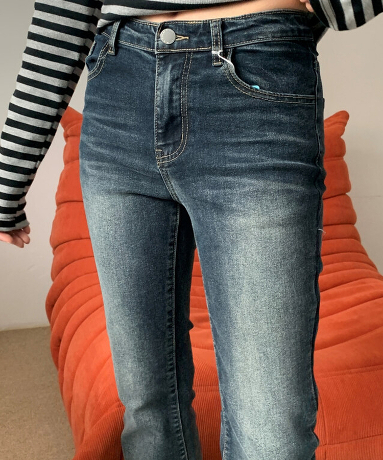 ウォッシングブーツカットデニムロングパンツ DARK DENIM