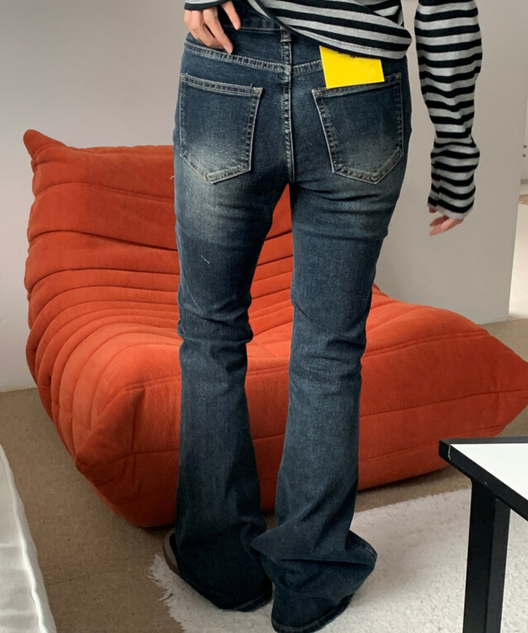 ウォッシングブーツカットデニムロングパンツ DARK DENIM