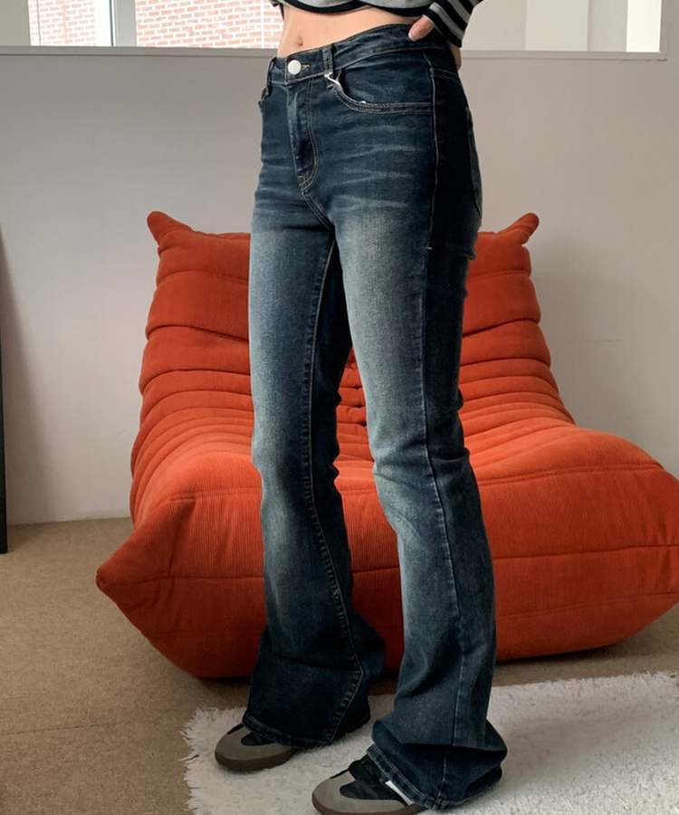 ウォッシングブーツカットデニムロングパンツ DARK DENIM