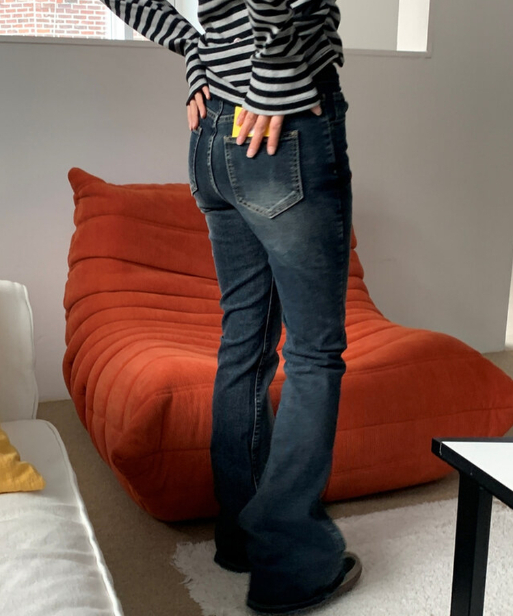ウォッシングブーツカットデニムロングパンツ DARK DENIM