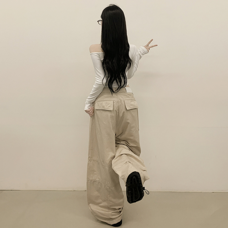 ワンオフショルダークロップ長袖Tシャツ IVORY