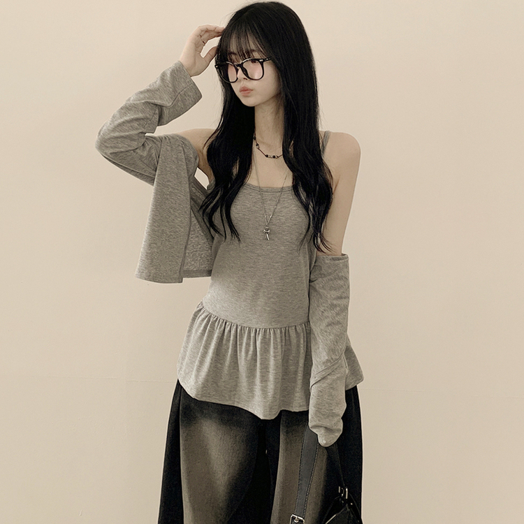 ティアードフリルキャミソール MERANGE GRAY