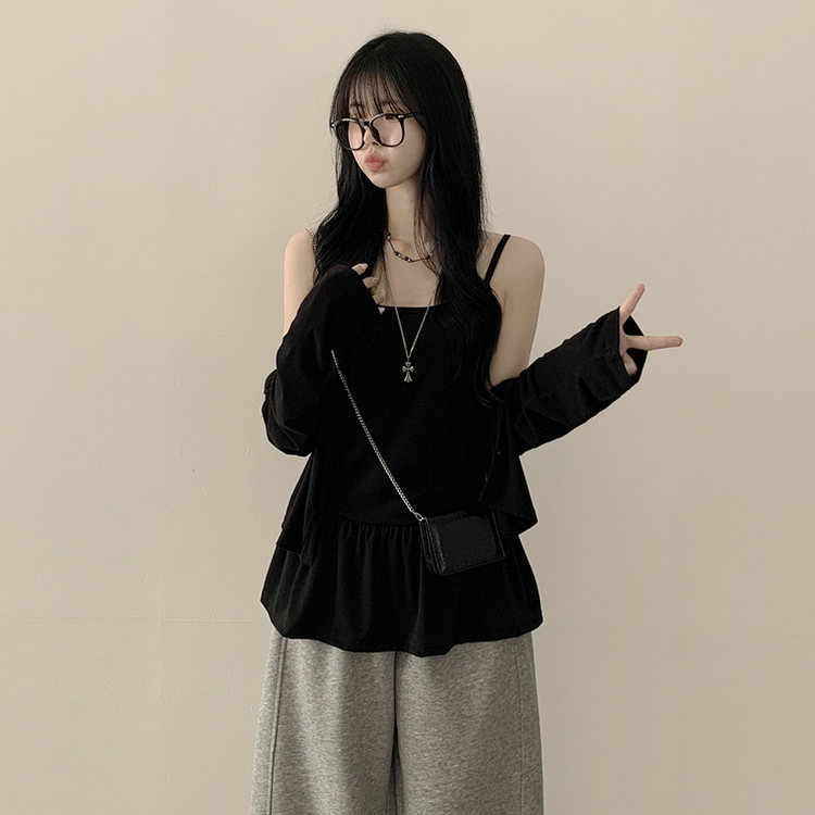 ティアードフリルキャミソール BLACK