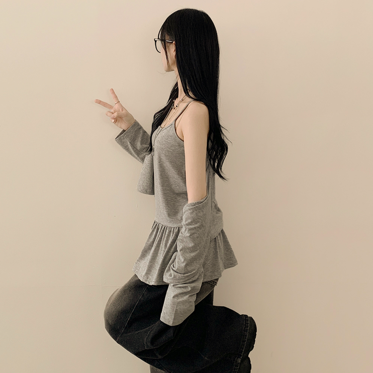 クロップレイヤードカーディガン MELANGE