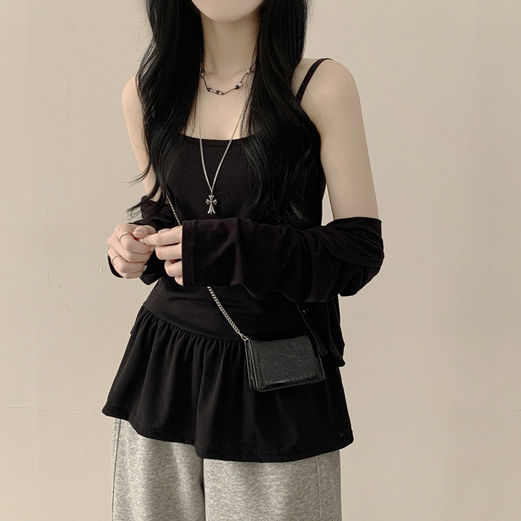 クロップレイヤードカーディガン BLACK