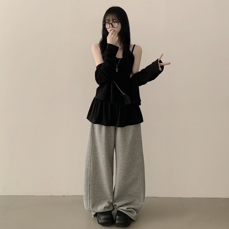 クロップレイヤードカーディガン BLACK