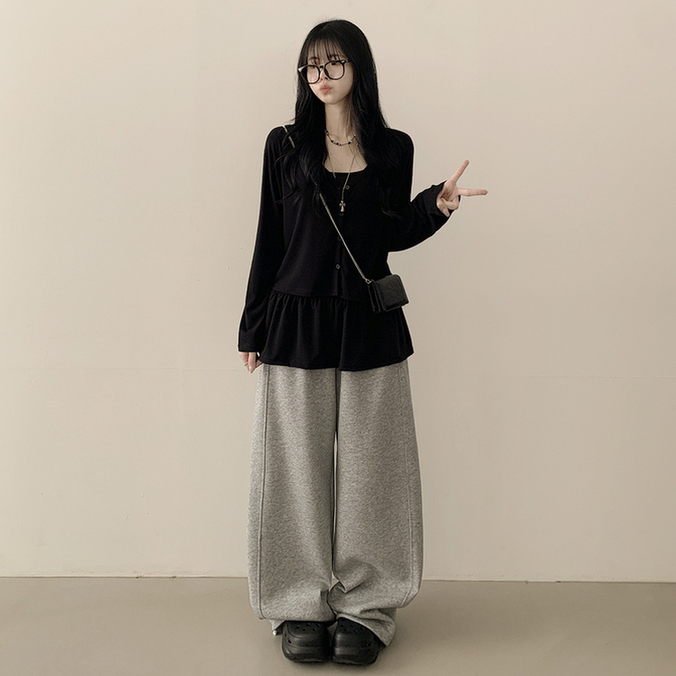 クロップレイヤードカーディガン BLACK