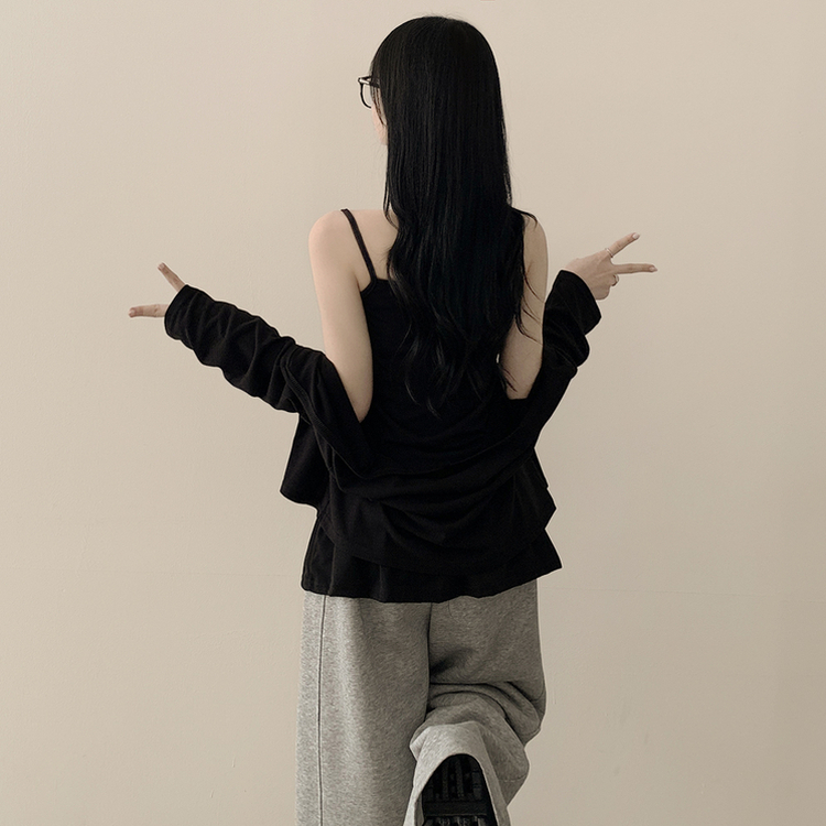 クロップレイヤードカーディガン BLACK