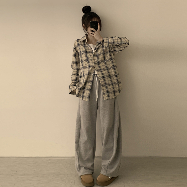 オーバーフィットチェックシャツ BEIGE