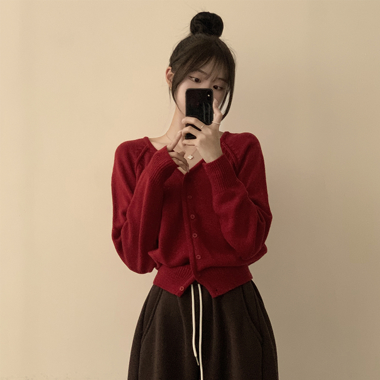 ペンダントルーズカーディガン(6color) red