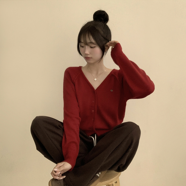 ペンダントルーズカーディガン(6color) red