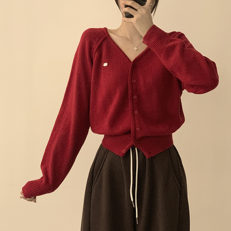 ペンダントルーズカーディガン(6color) red