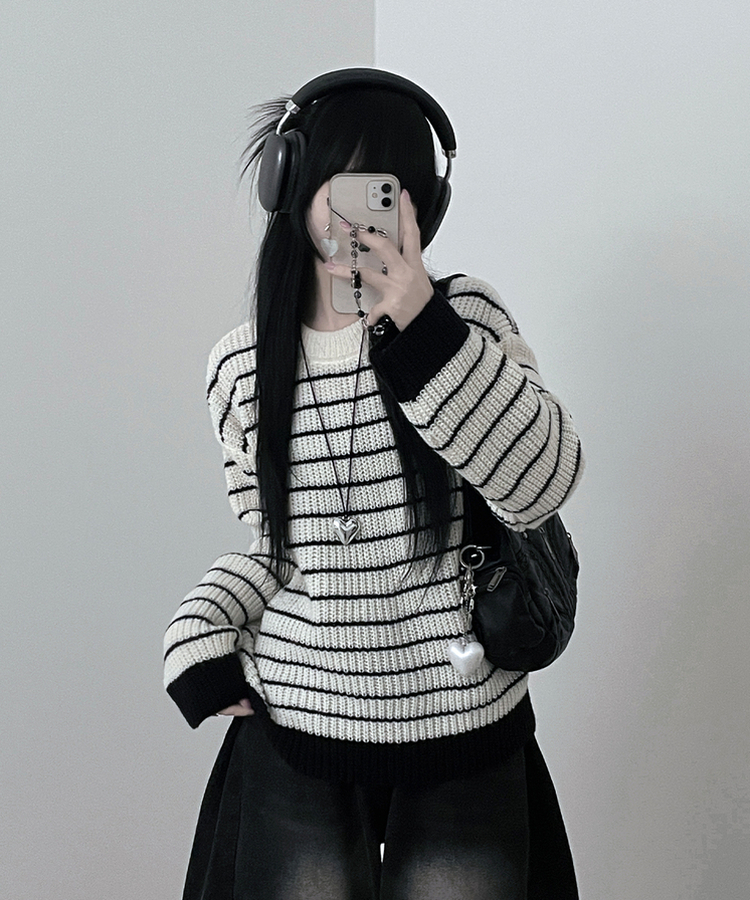 ワッぺンバイカラーストライプニット IVORY