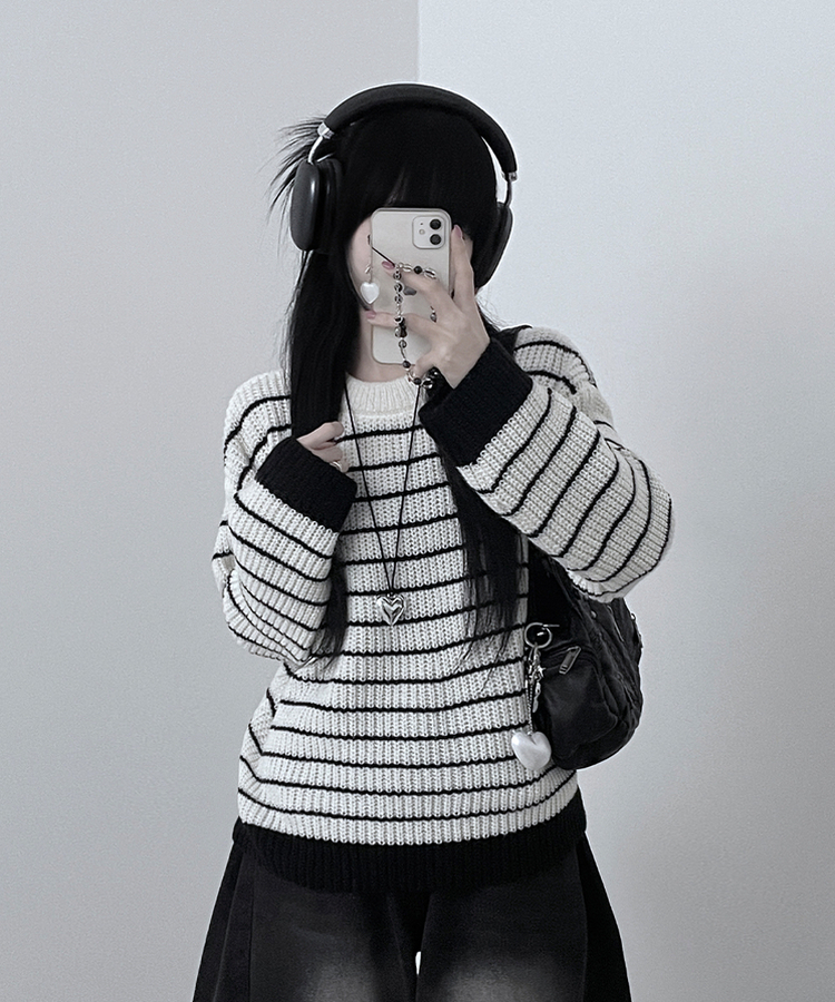 ワッぺンバイカラーストライプニット IVORY