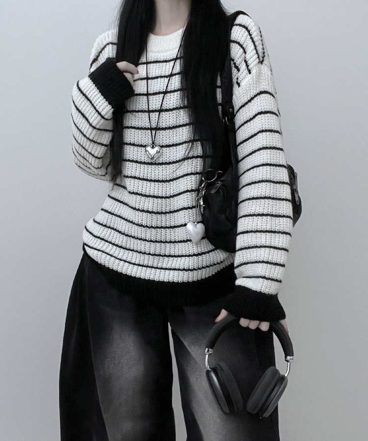 ワッぺンバイカラーストライプニット IVORY
