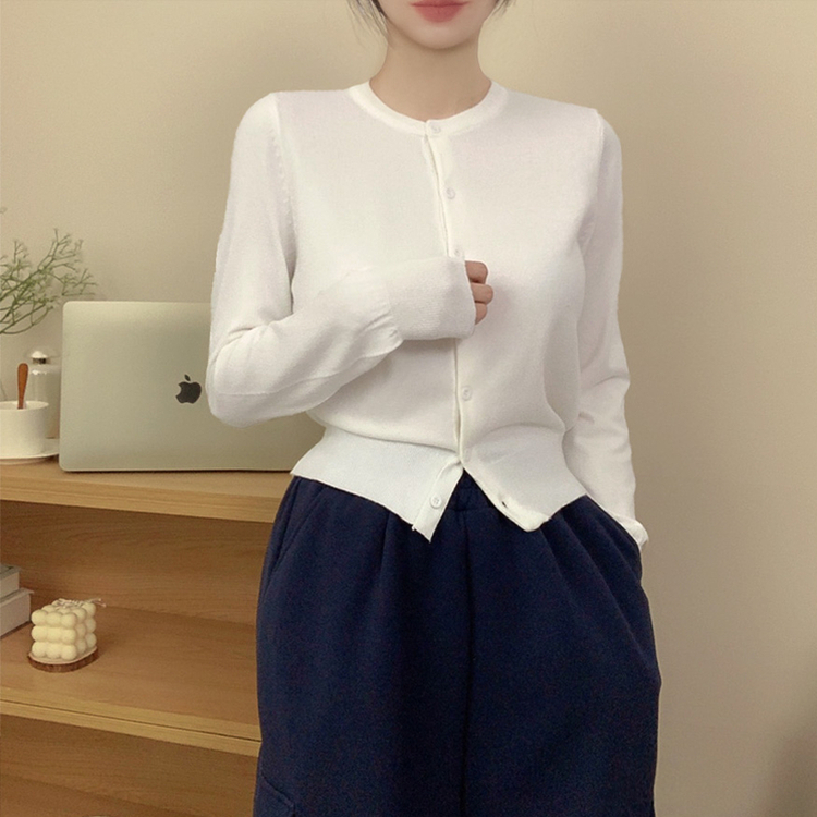 無地ニットカーディガン IVORY