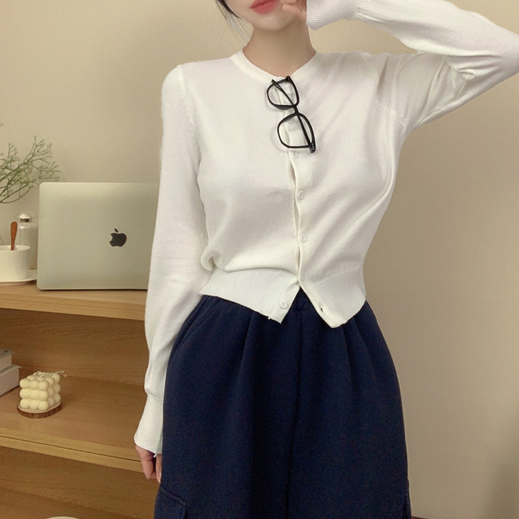 無地ニットカーディガン IVORY