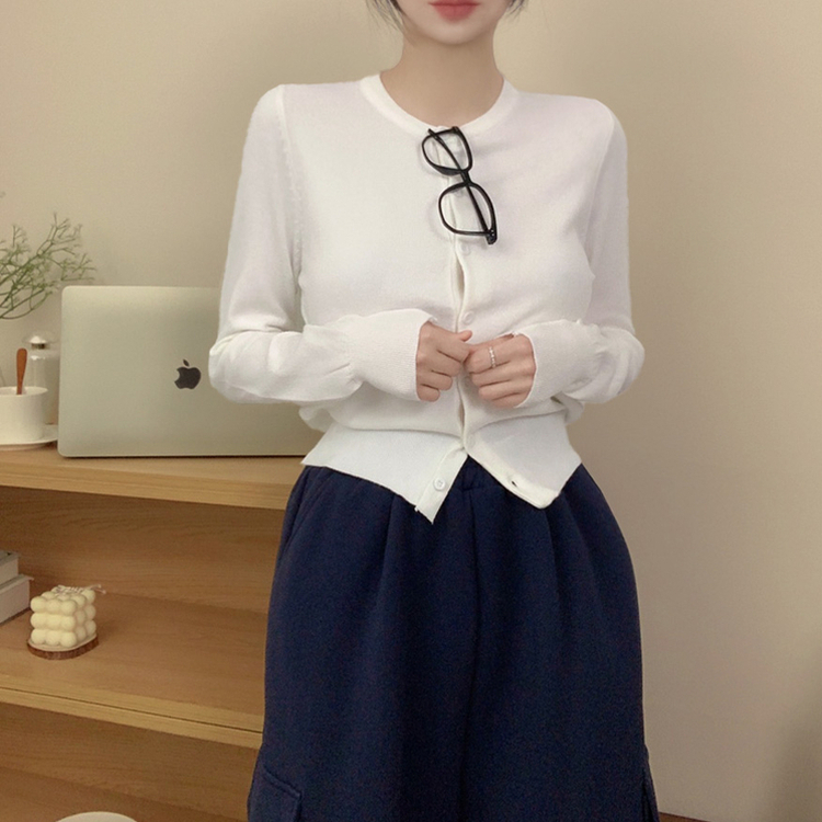 無地ニットカーディガン IVORY