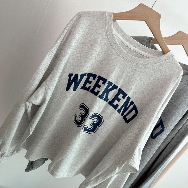 【SET】レタリングラウンド長袖Tシャツ ショートパンツ