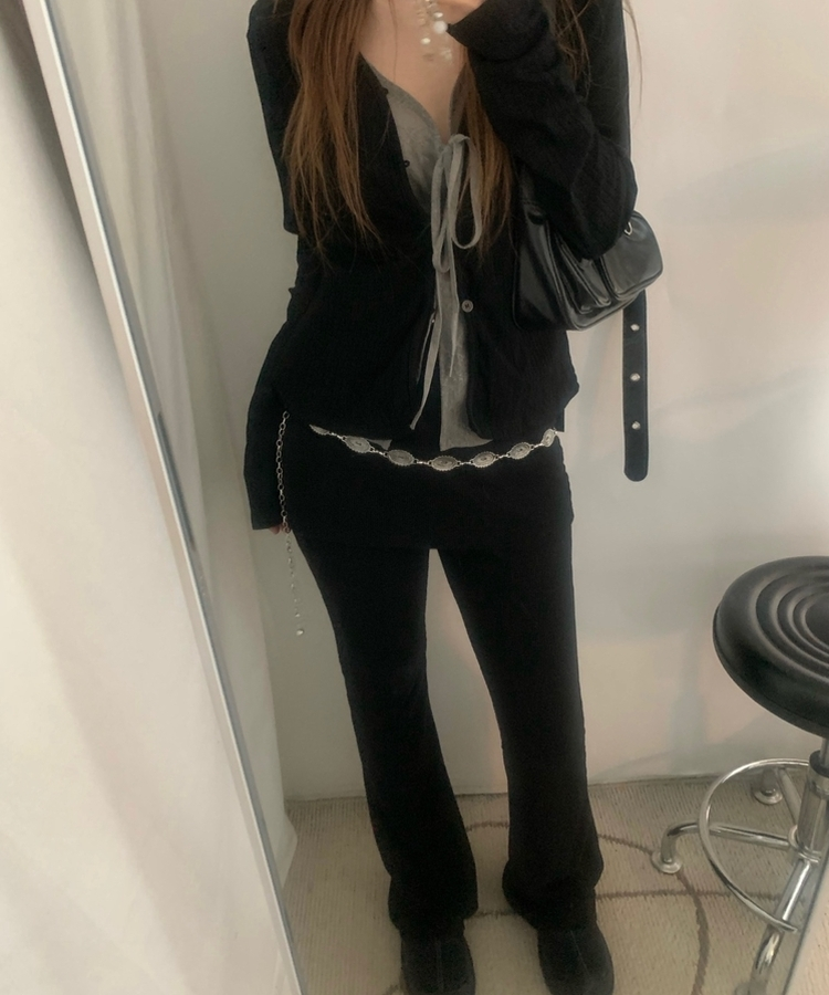 ブーツカットスカートパンツ BLACK