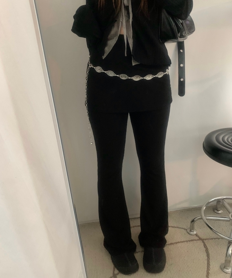 ブーツカットスカートパンツ BLACK