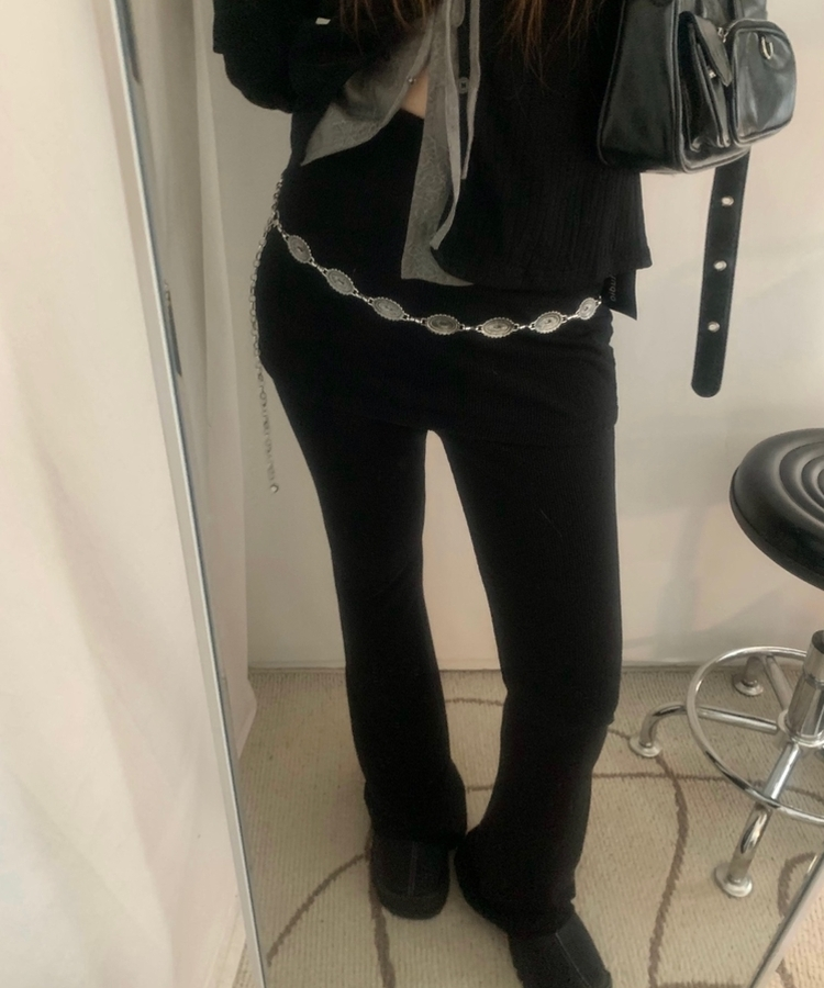 ブーツカットスカートパンツ BLACK