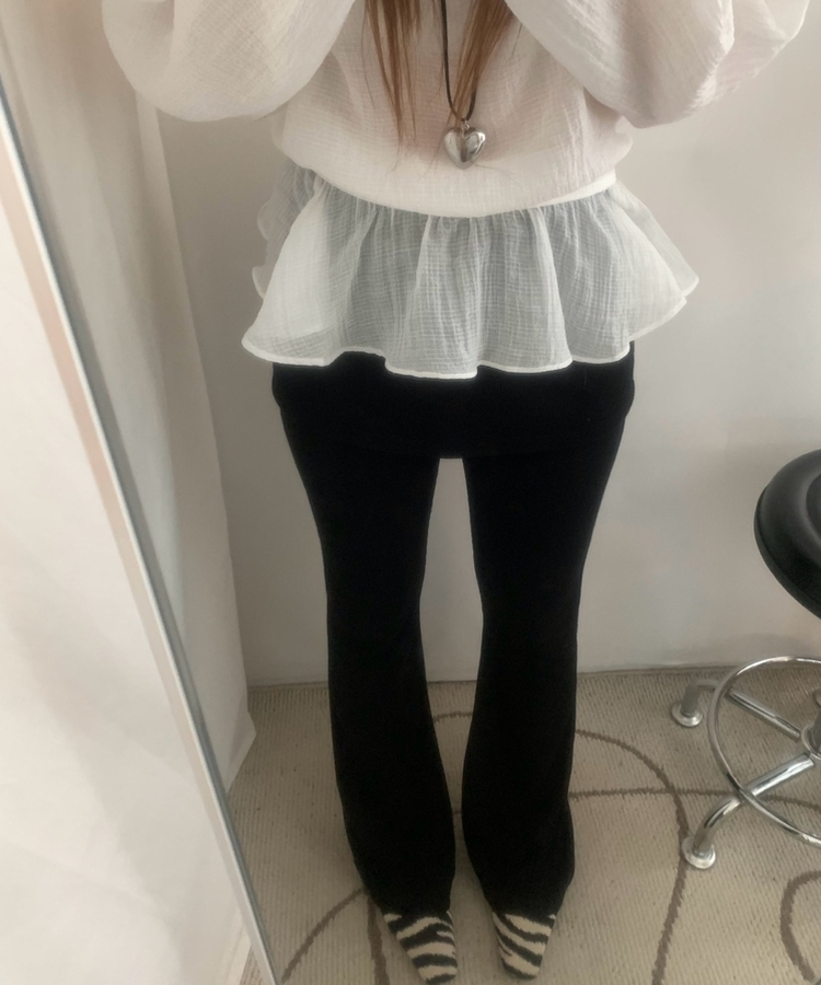 ブーツカットスカートパンツ BLACK