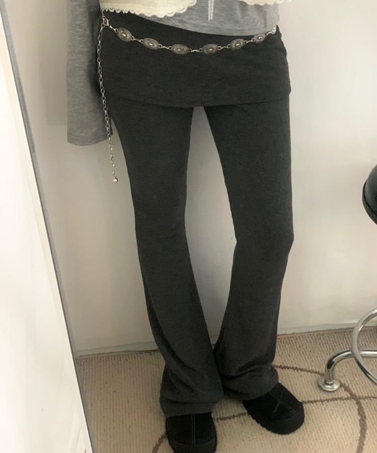ブーツカットスカートパンツ CHARCOAL