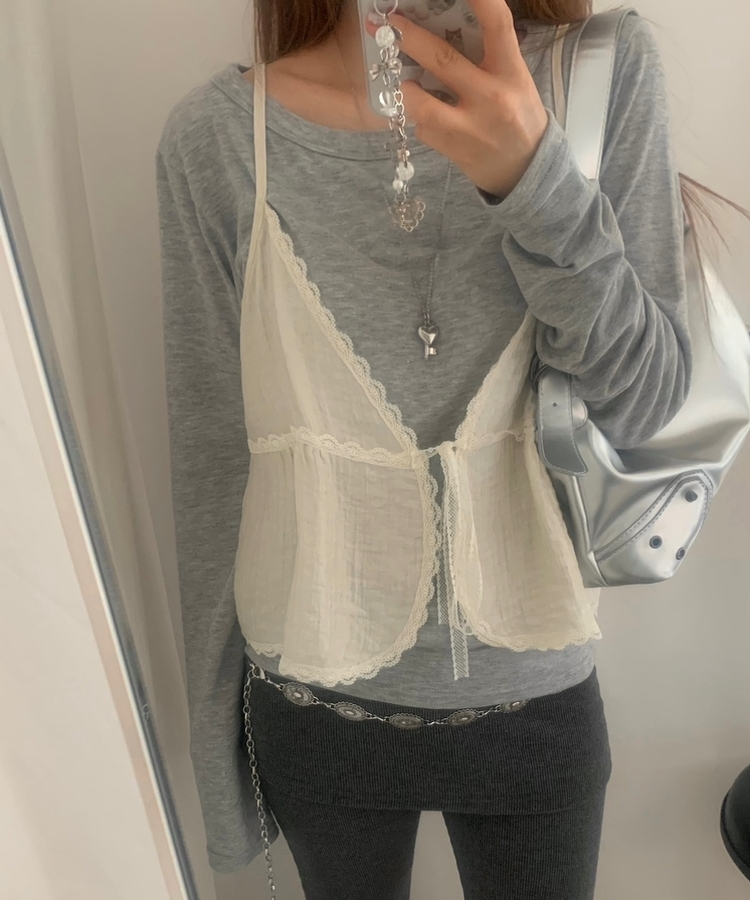 レースリボンキャミソール BEIGE