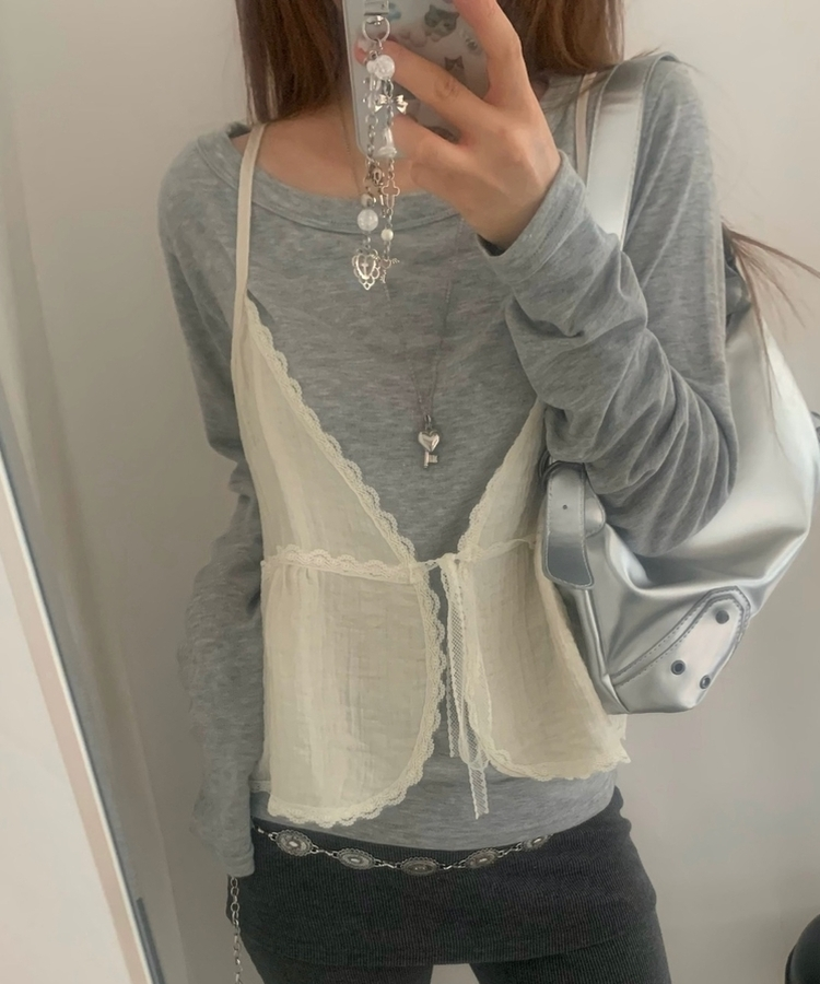 レースリボンキャミソール BEIGE