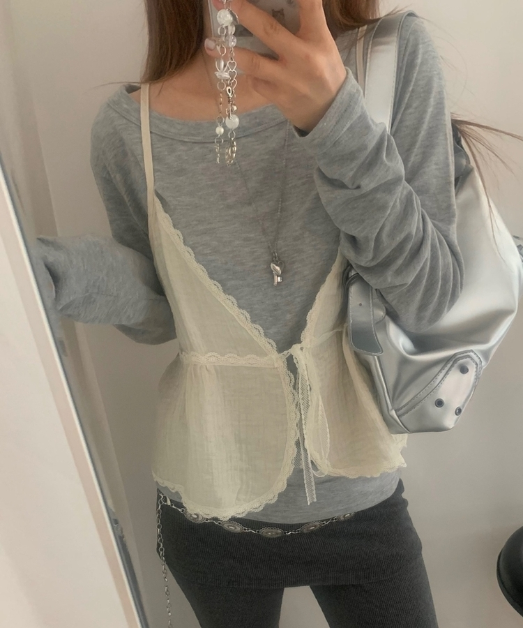 レースリボンキャミソール BEIGE