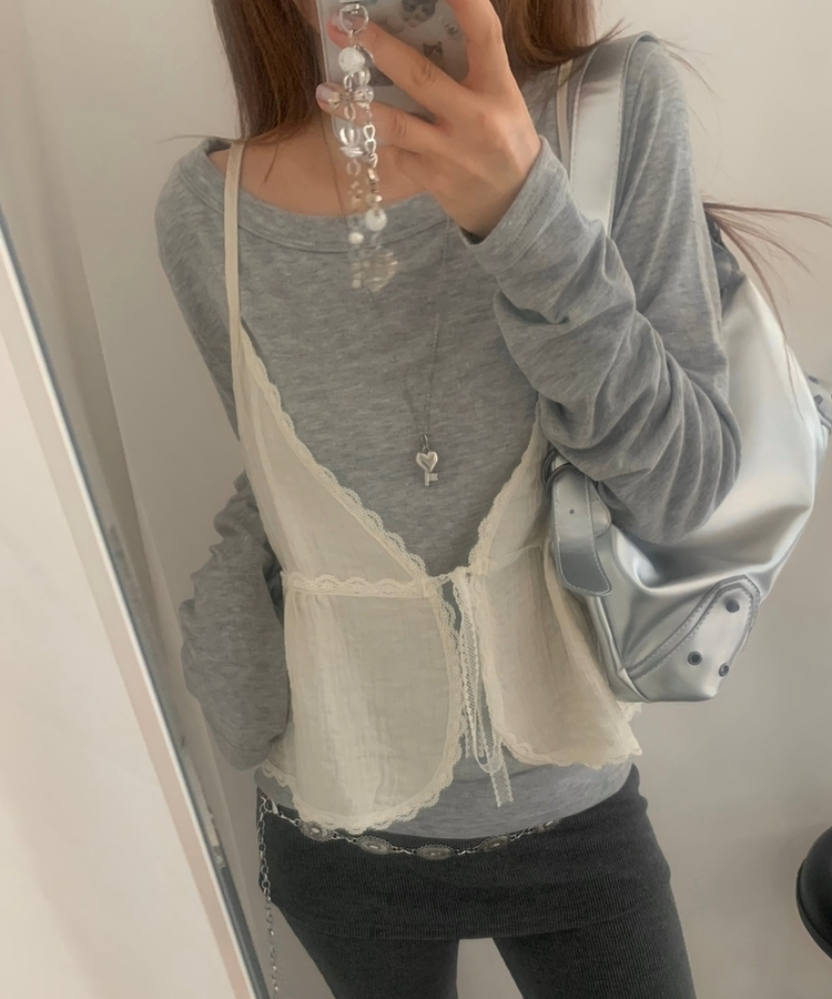 レースリボンキャミソール BEIGE