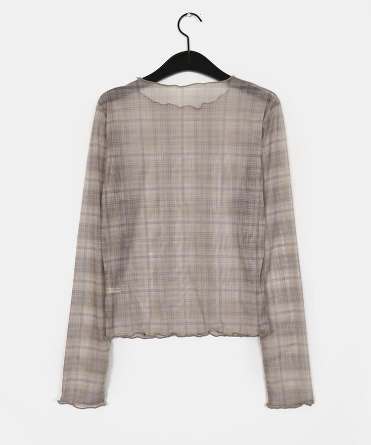 シースルーチェック長袖Tシャツ