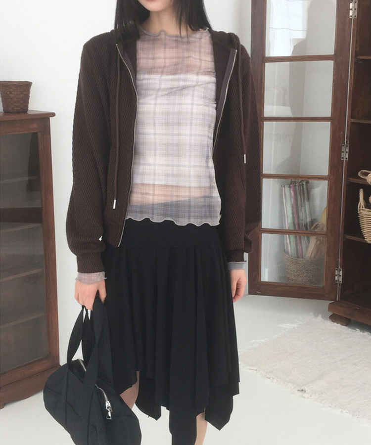 アンバランスティアードミディスカート BLACK