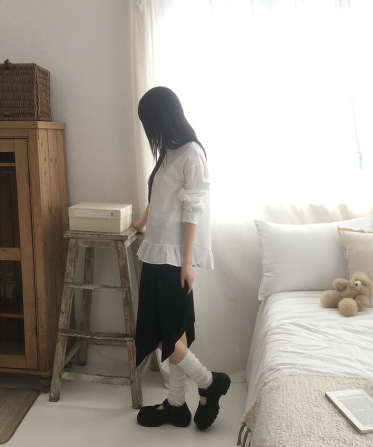 アンバランスティアードミディスカート BLACK