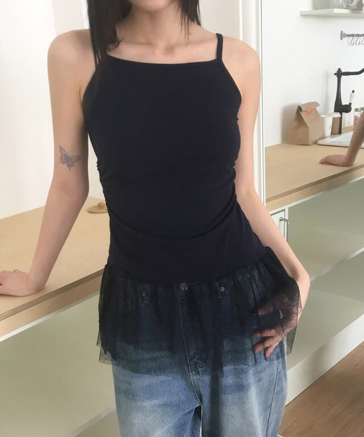 シースルードットレイヤードキャミソール(9color) NAVY