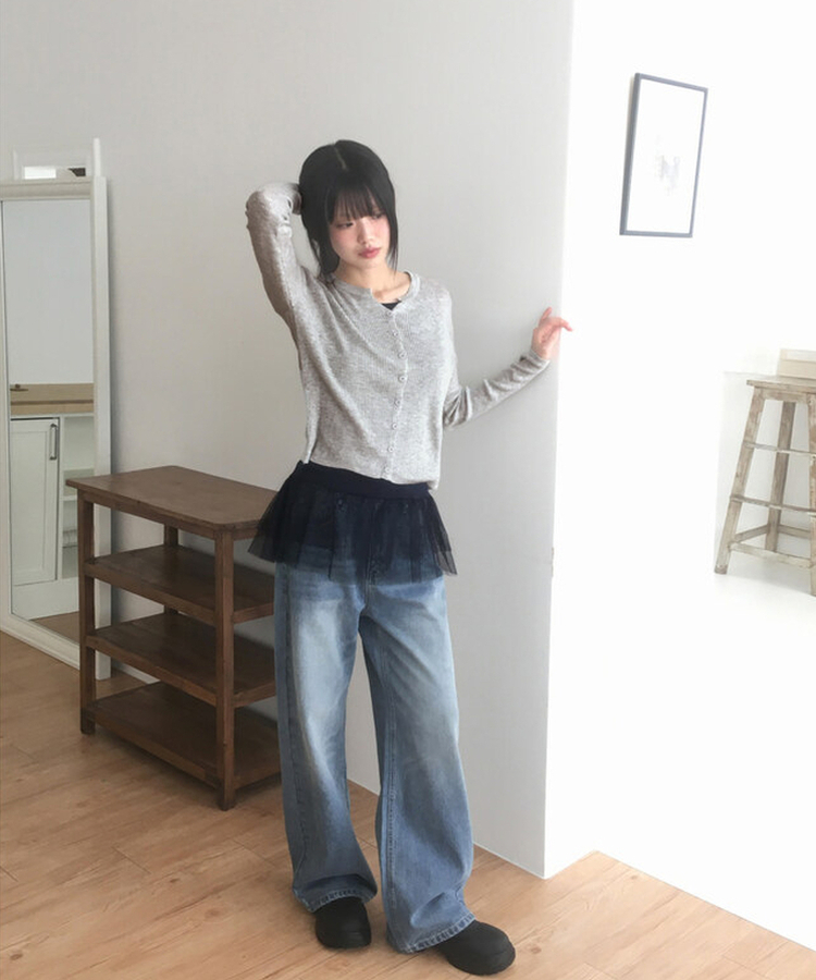 シースルードットレイヤードキャミソール(9color) NAVY