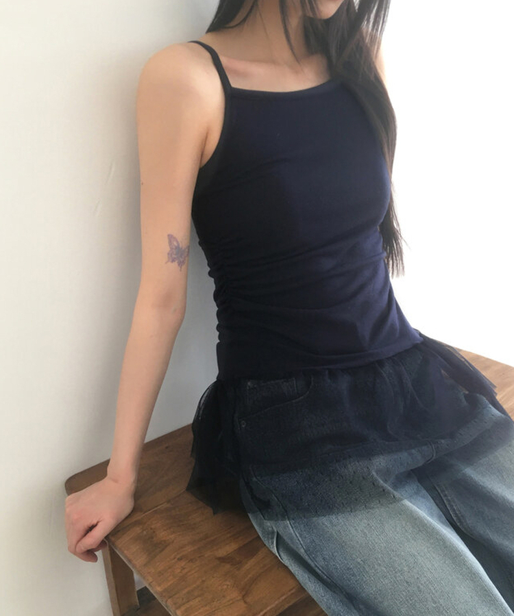 シースルードットレイヤードキャミソール(9color) NAVY