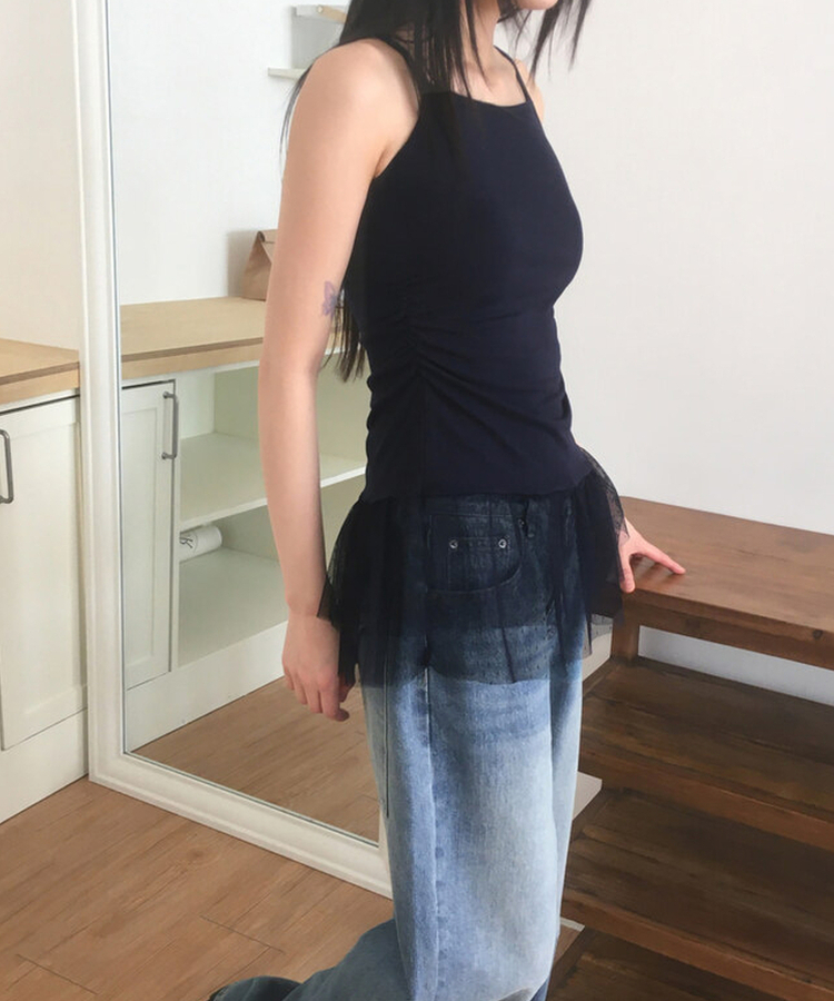 シースルードットレイヤードキャミソール(9color) NAVY