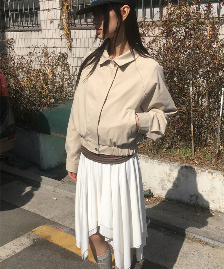 ダブルカラーコットンブルゾンジャケット BEIGE