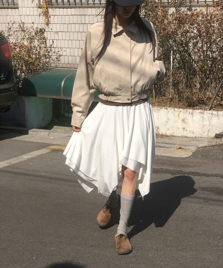 ダブルカラーコットンブルゾンジャケット BEIGE