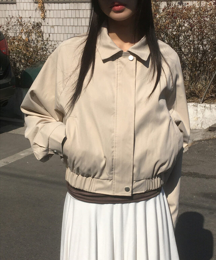 ダブルカラーコットンブルゾンジャケット BEIGE