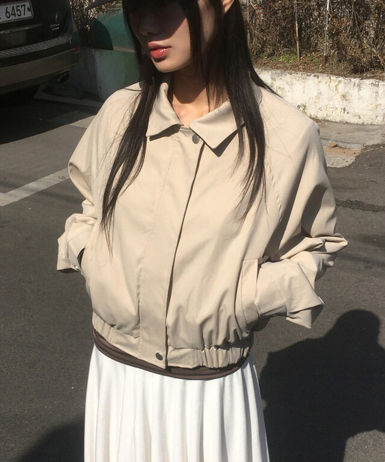 ダブルカラーコットンブルゾンジャケット BEIGE