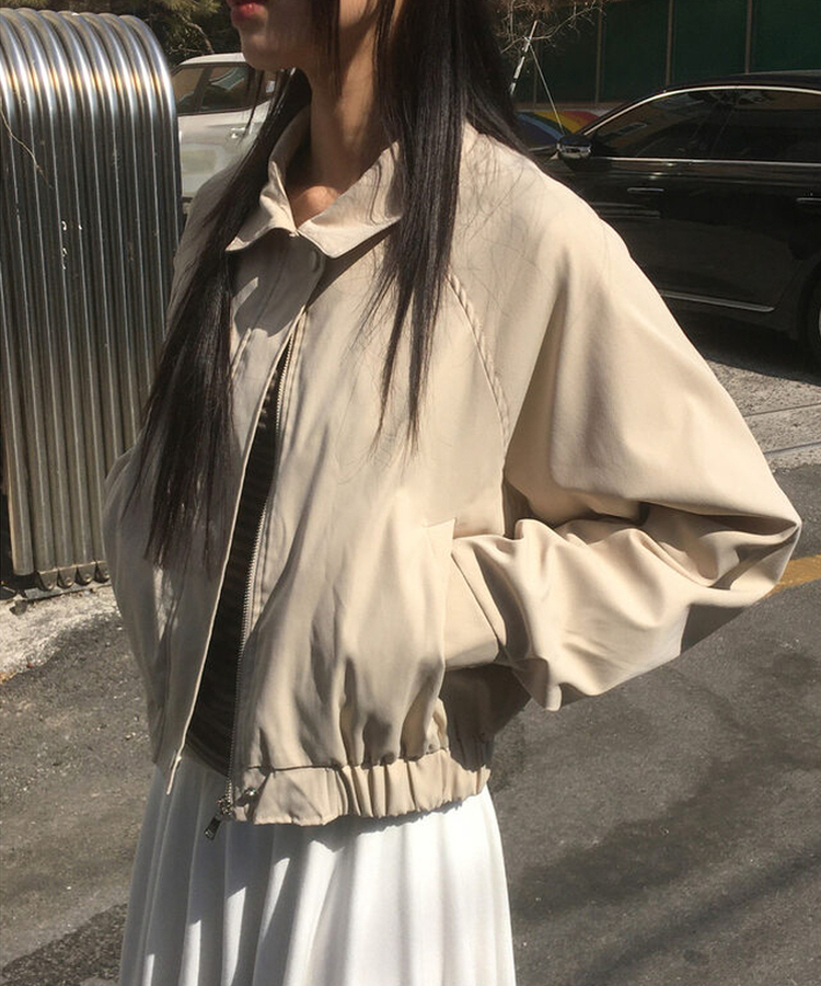 ダブルカラーコットンブルゾンジャケット BEIGE