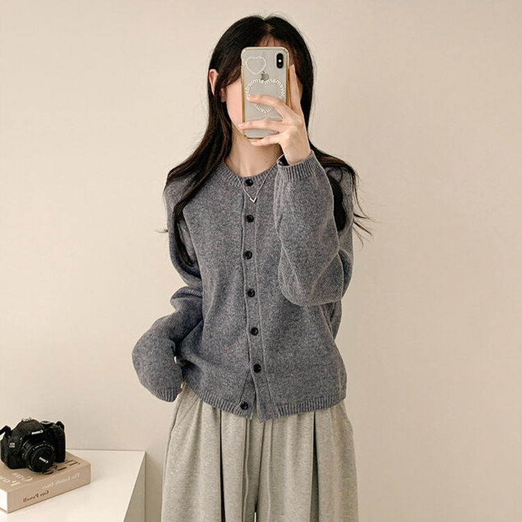 ラウンドウールニットカーディガン(10color) NAVY