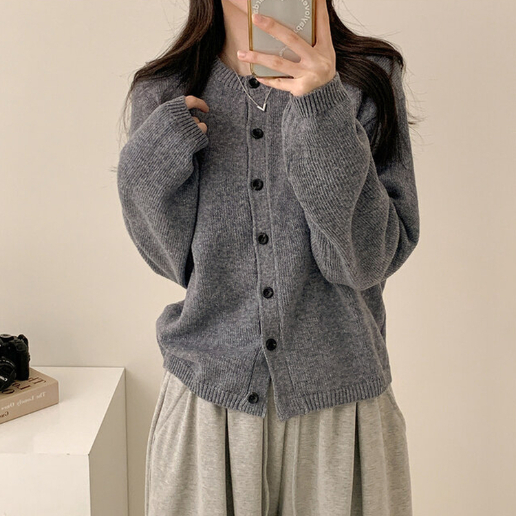 ラウンドウールニットカーディガン(10color) NAVY