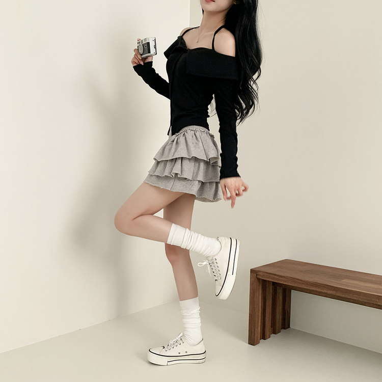 ティアードプリーツミニスカート MELANGE