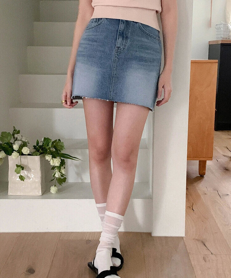 ランズデニムミニスカート BLUE