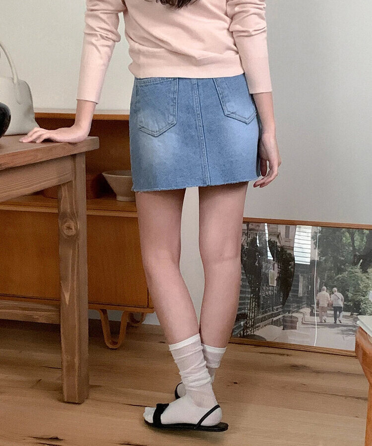 ランズデニムミニスカート BLUE