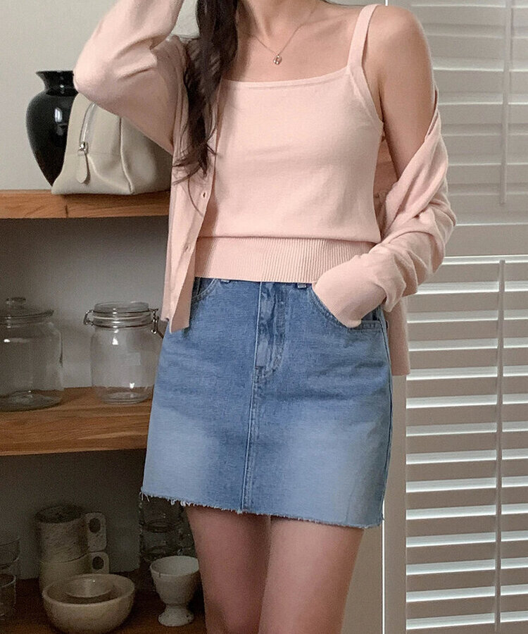 【SET】キャミソール カーディガン(5color) PINK